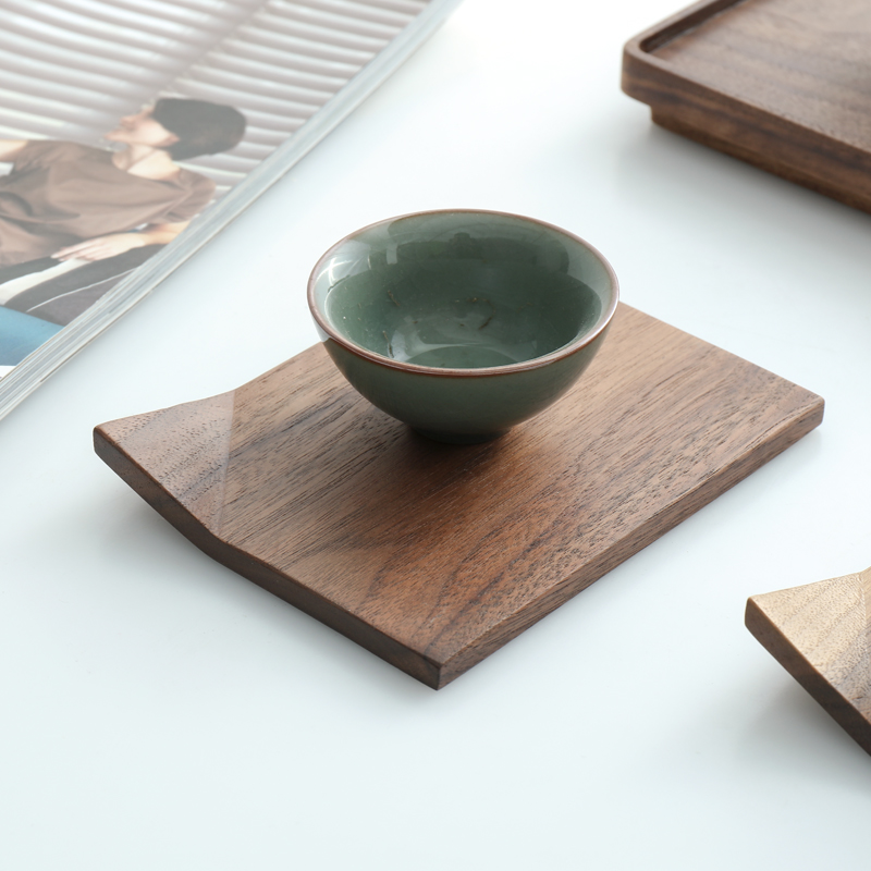 Black Walnuts Wooden Creative Cup Mat Minimalist Daily Nordic Personality Beech Wood Cup Mat Anti-Burn Wood Tea Cup Tomat Insulation-Taobao