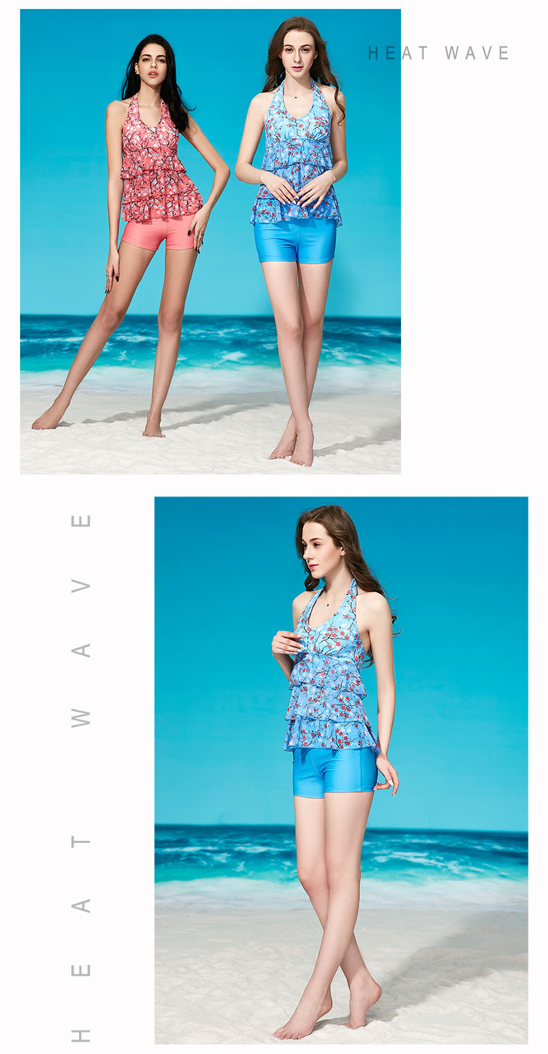 Heatwave sóng nhiệt thời trang mới in mỏng che bụng nóng mùa xuân lá sen nữ chia áo tắm 82650 - Bộ đồ bơi hai mảnh đồ bơi 2 mảnh đẹp