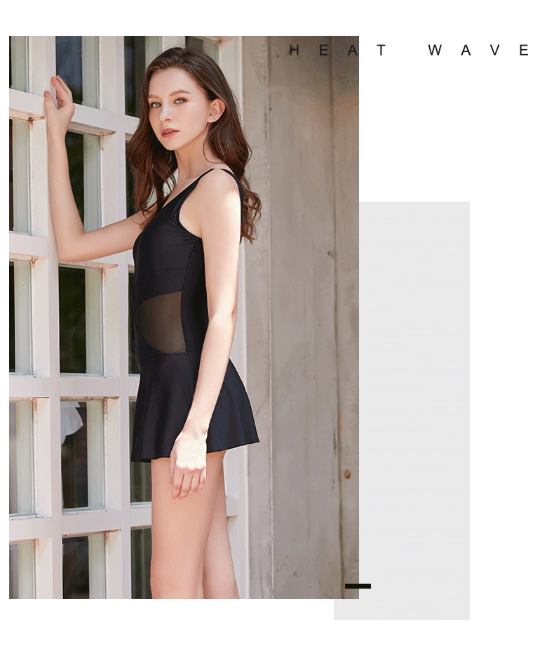 Heatwave sóng nhiệt mới rỗng ngực nhỏ gợi cảm là mỏng và kích thước lớn bảo thủ một mảnh váy nóng mùa xuân tắm phù hợp với nữ - Bộ đồ bơi One Piece đồ bơi 1 mảnh váy