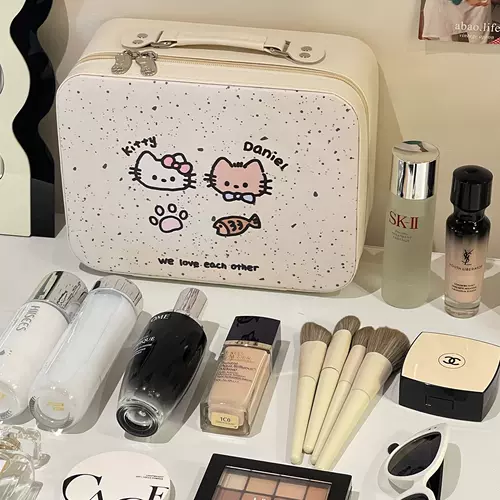 Милая косметичка, портативная вместительная и большая сумка через плечо для путешествий, брендовая сумка-органайзер