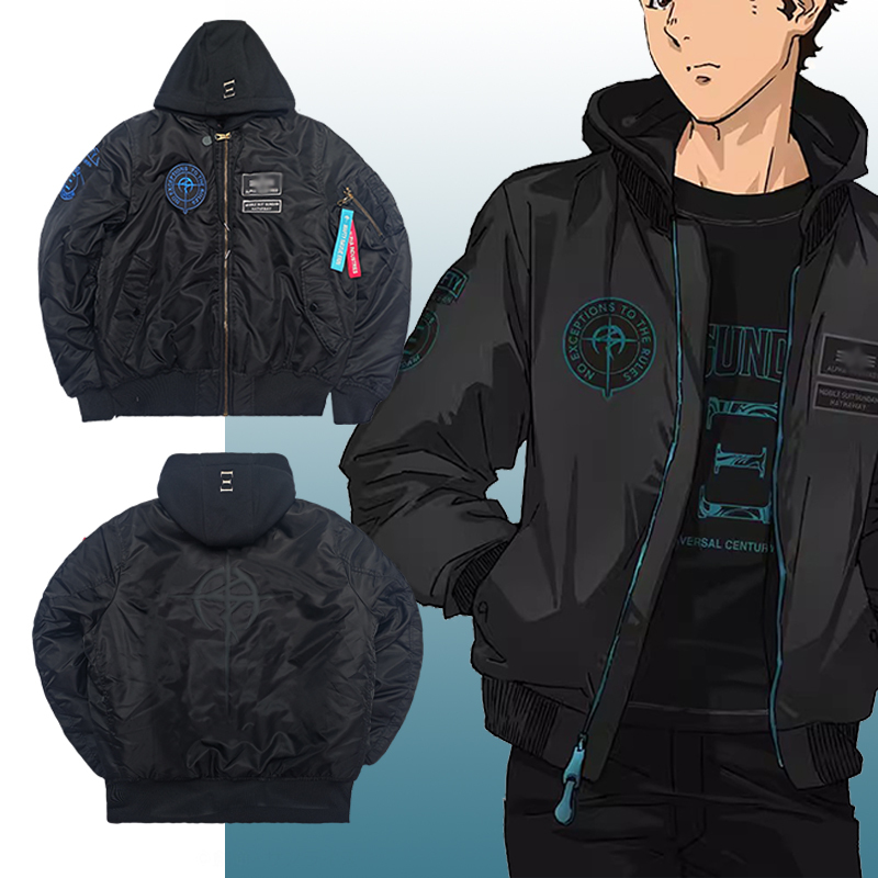 Capsule Studio Mobile Suit Gundam Hathaway Flight Jacket Ma1 Winter Coat Zipper Casual Embroidery