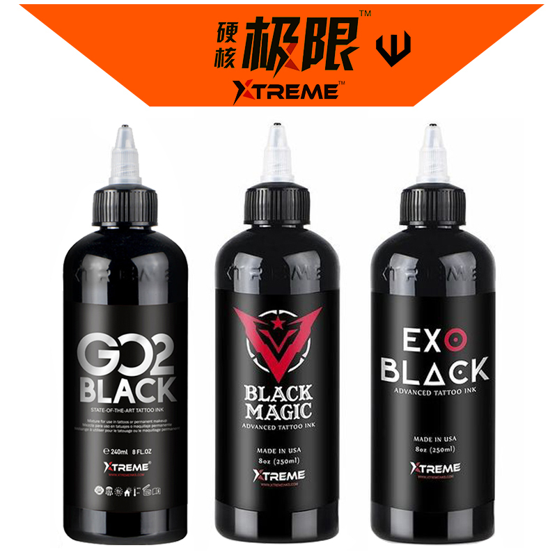 American Hardcore Extreme Tattoo Pigment Xtreme Black Line Drawing and Shading Board Mist Tattoo Ink Shiny