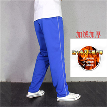 Plus velvet school pants mens bar White Edge Plus velvet thickened winter Elementary School Junior High School High School two white bar sports pants