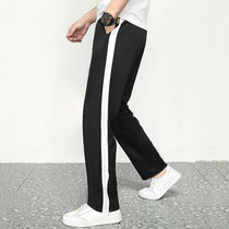 School uniforms pants one bar wide white side school pants male and female junior high school pants mens sports student pants straight drum sports pants