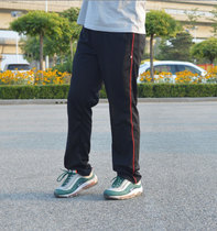 Primary and junior high school senior high school bar fine red strip school dress pants black navy blue straight version sports pants running pants