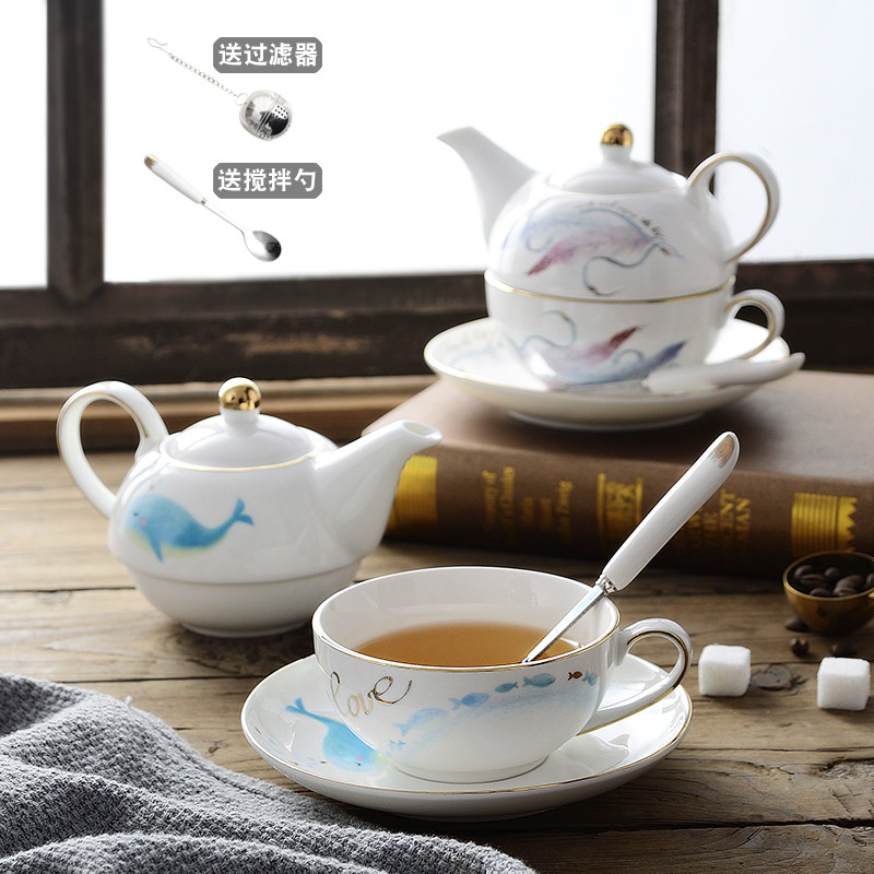 European-style ceramic mother-in-law pot for one person English-style afternoon tea flower tea bone china set wedding and new house gift decoration