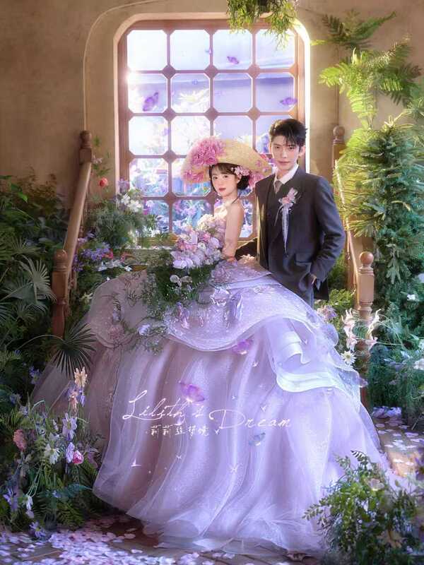 Photo Studio Themed Photography Clothing, French-Style Light Wedding Dress, Strapless Evening Dress, Women's High-End Light Luxury Niche Super Fairy Princess Dress