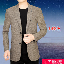 Autumn business mens casual suit jacket mens spring and autumn thin single-piece suit jacket middle-aged 40-year-old loose version