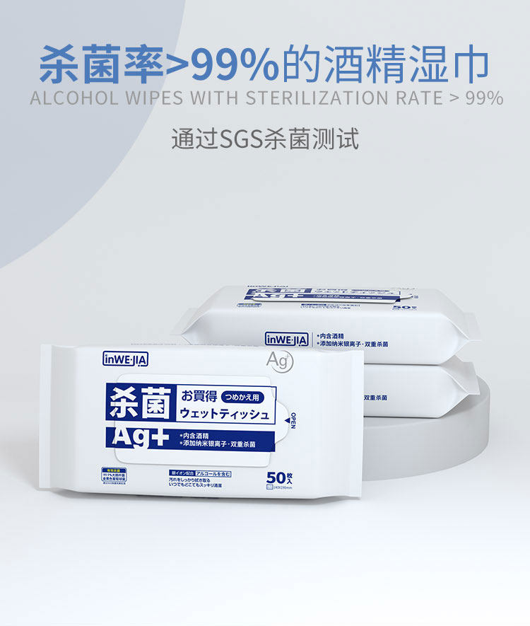 日本进口 inWEJIA 75%酒精杀菌湿纸巾 400抽 图1