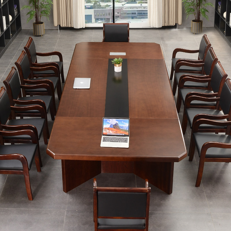 Large Conference Table Long Table Brief Modern Solid Wood Leather Baking Lacquered Desk Training Table And Chairs Combined Rectangular Table