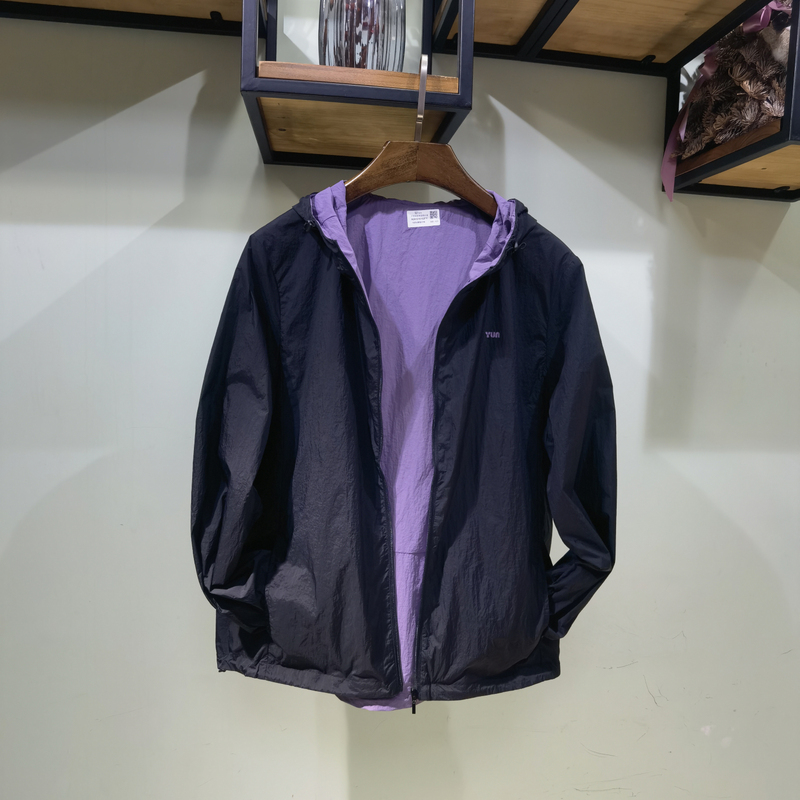 Yun Yun Double-Sided Jacket 2026 Spring Hooded Color-Blocked Zipper Placket Hooded Outdoor Short Jacket for Women 6162