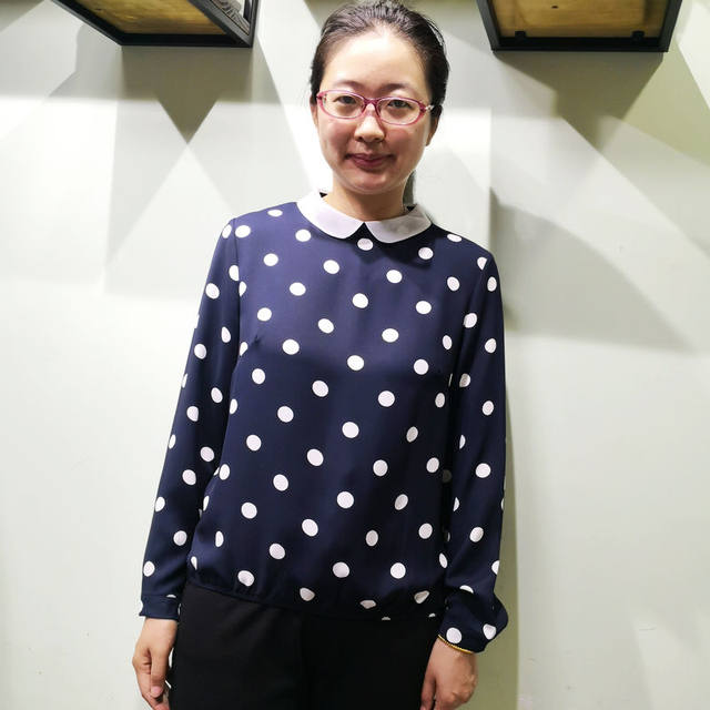 Yunyun women's shirt 2019 autumn new polka dot chiffon shirt women's long-sleeved Korean style slim polka dot top