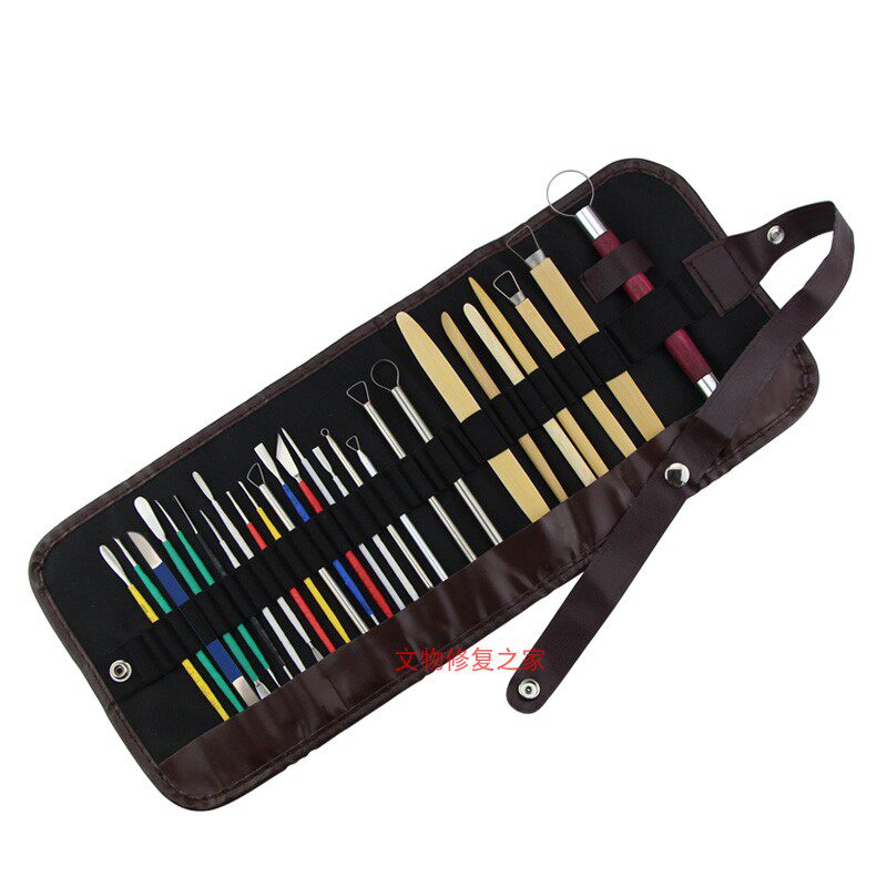 Ceramic heritage repair common mud - plastic tool Ceramic tool Sculpture Tool Pen Bag (26 pieces) suit