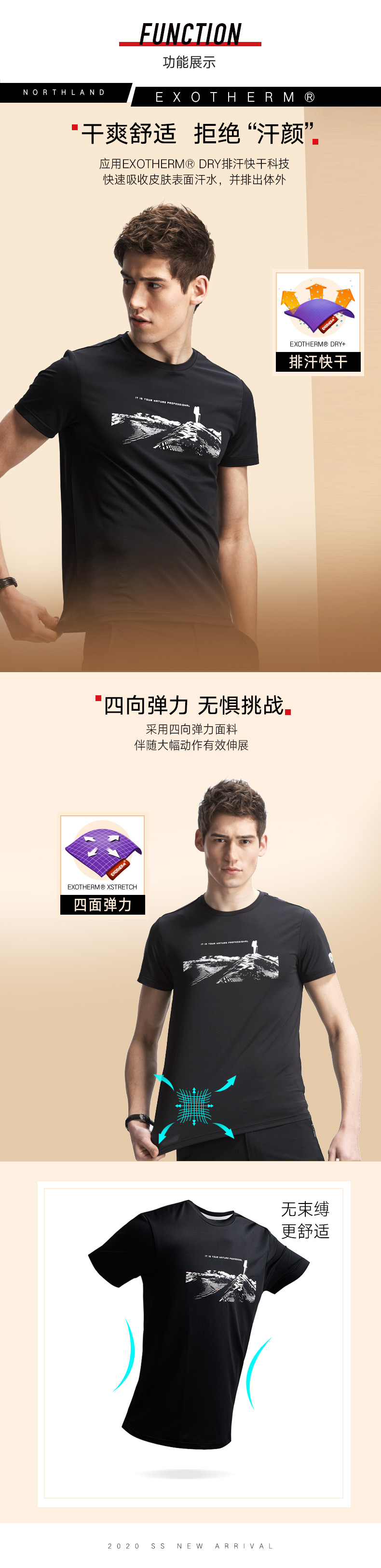 诺诗兰 男士 弹力速干T恤 EXOTHERM科技面料 图2