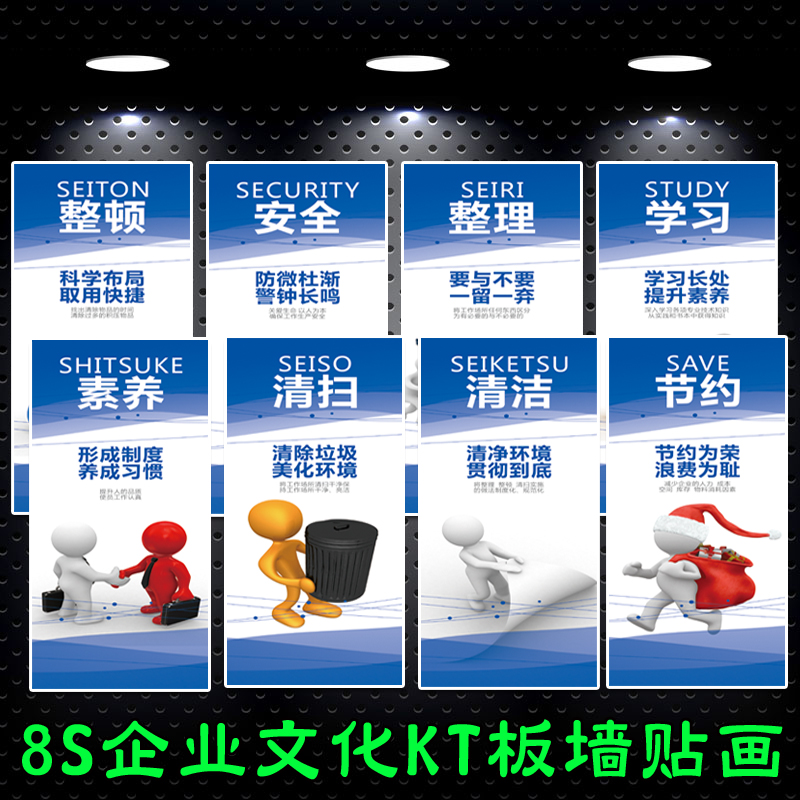 Factory Workshop Quality Management 6S8S Finishing Rectification Signs Kt Board Wall Stickup Painting Custom Corporate Culture Quotations