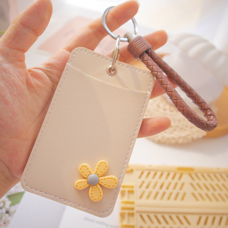 Cute campus card multi-card meal card student access control subway bus card set card bag key chain bear pendant