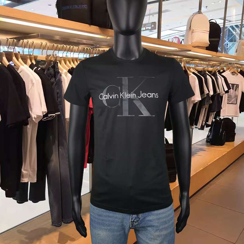 {Outlet Selection} Ckt-Shirt Men's Short-Sleeved Spring and Summer Casual Round-Neck Stretch Cotton Classic Logo Printed Youth T-Shirt