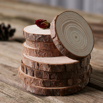 Polaroid fish wooden coaster Tea tray Handmade pine mat Wooden tray Small tea mat Round wood block shooting props