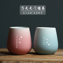 Couple cup Ceramic mug (hand-held cup)Creative personality coffee cup can be customized lettering