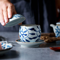 Polaroid Fish Egg Bowl Ceramic (hand-painted hook vine)Egg soup cup Stewed egg cup Steamed egg cup Birds nest cup with lid