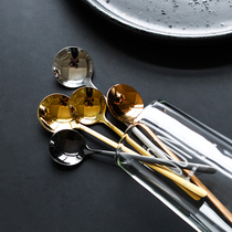 BLY stainless steel coffee spoon Creative small round spoon spoon Korean version of Nordic matte Rose gold small spoon 304