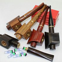 Full Solid Wood Smoke Bucket Handmade Purple Light Sandalwood Bent Portable tobacco exclusive men old pure copper filter smoke infighting