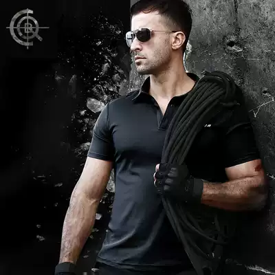 CQB military fan lapel T-shirt men's COOLMAX short sleeve body T-shirt breathable outdoor tactical combat training suit quick-drying T-shirt