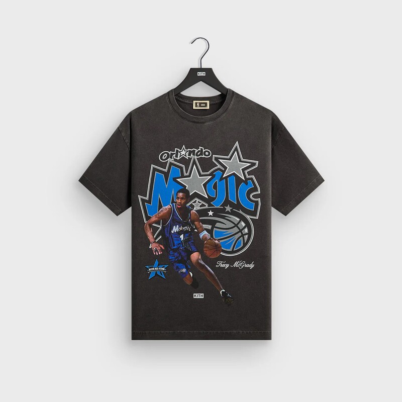 Kith X Tracy Mcgrady Magic Team American Style Loose Retro Men's Pure Cotton Printed Short Sleeve Basketball Culture T-Shirt for Women