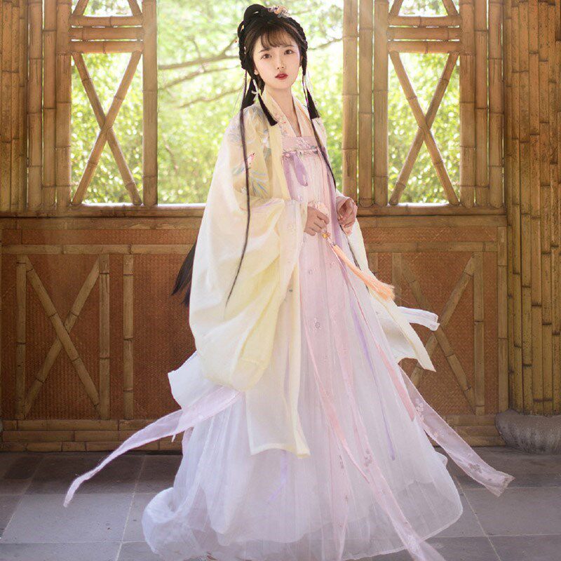 Hanfu women original Chinese style daily summer fairy elegant wide sleeve flowing fairy skirt Chest bra skirt costume suit spring