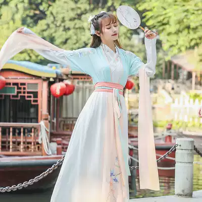 Original Hanfu women's Chinese style summer fairy elegant and elegant daily improvement waist-length skirt Cherry blossom ancient style suit