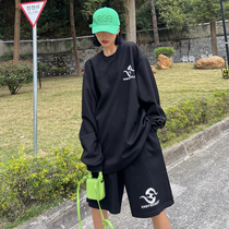 How To Foam Small Crowdletter Sports Suit Women 2022 Spring New Long Sleeve Printed Acrosico Wear Casual Shorts