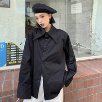 How to foam chic Hong Kong style boyfriend shirt female spring and autumn 202 new coat female design sense niche shirt