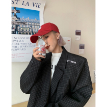 He Yimo 2021 new spring and autumn plaid suit jacket female design sense high sense suit early autumn coat