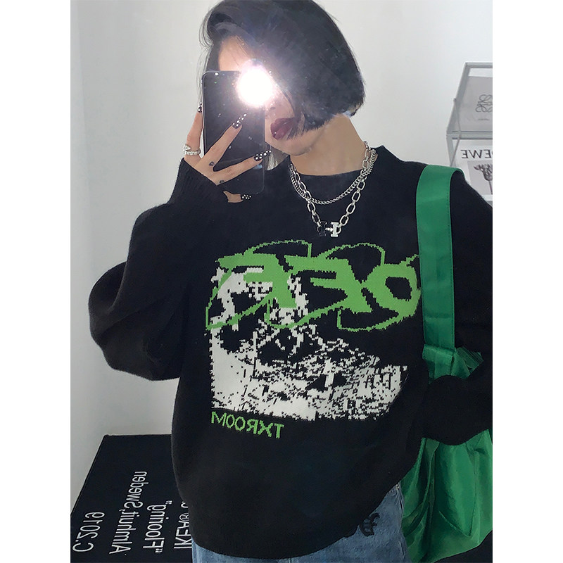 How to foam the new Spring and Autumn Lazy Wind with Loose Black Sweater Woman Design Sensation Long Sleeve Early Autumn Blouses Blouse