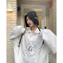 Why foam American retro sweater female 2021 new spring and autumn thin loose letter top couple tide ins