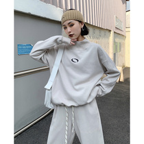 How Mo 2021 New bf lazy wind leisure sports sweater set women Spring and Autumn foot pants fashion set