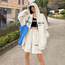 How to foam Tide Cards Casual Sports Suit Women 2022 Spring New Jersey With Cap Sweatshirt Loose Shorts