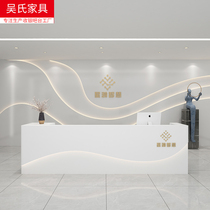 Customized reception desk baking paint company front desk curved bar beauty salon simple modern training institution cashier counter