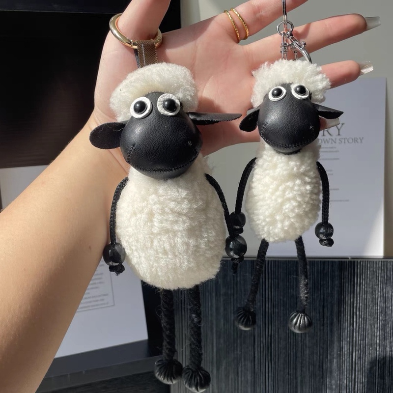 Real Wool Lamb Pendant ins Keychain Bag Charm High-End Cartoon Doll Cute Birthday Gift
