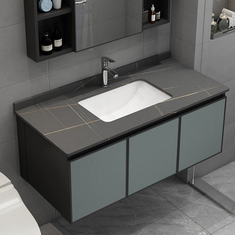 Rock wash basin combined wall wash basin space aluminum bathroom cabinet toilet balcony wash pool wash