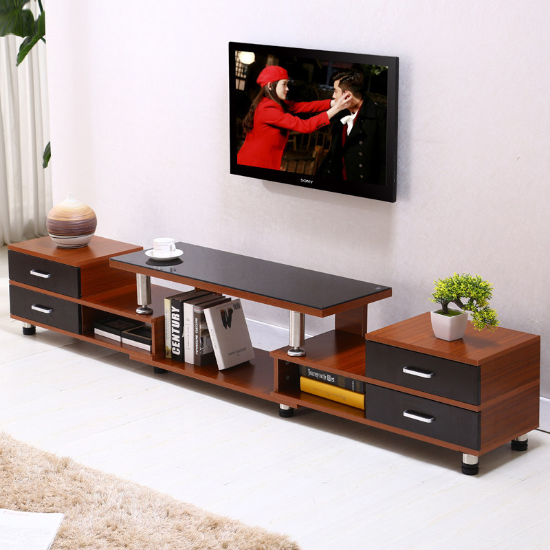  TV cabinet Coffee table combination set Tempered glass telescopic modern simple small apartment TV cabinet living room