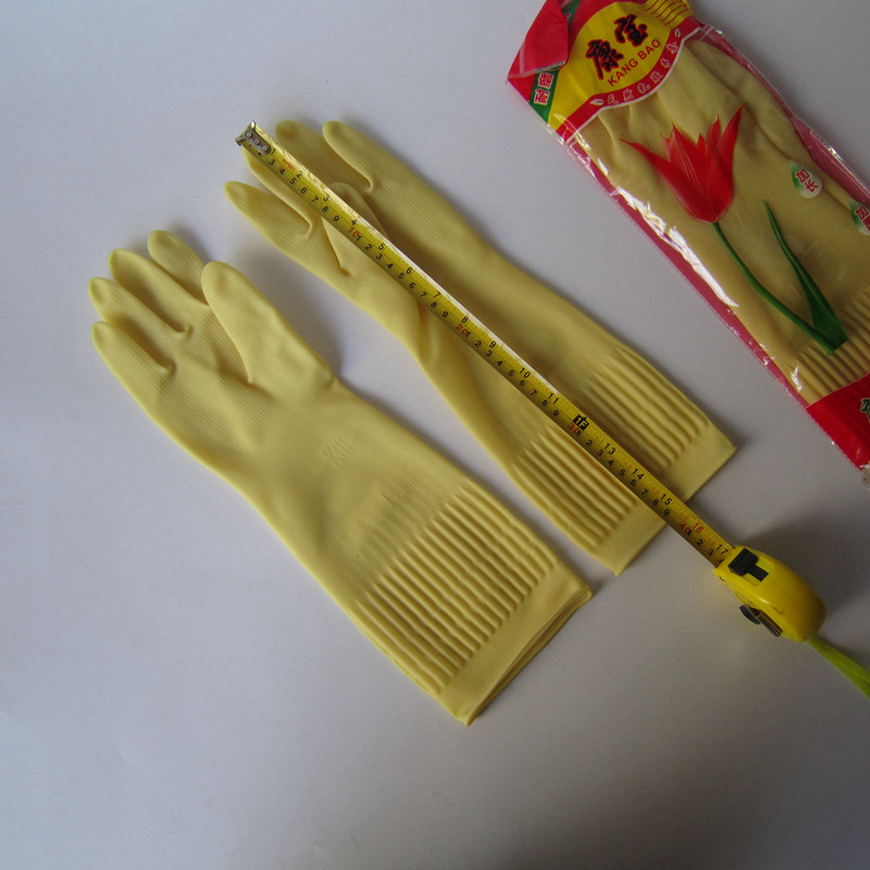 Household dishwashing gloves latex rubber extended waterproof housework cleaning laundry durable beef tendon plastic gloves thickened