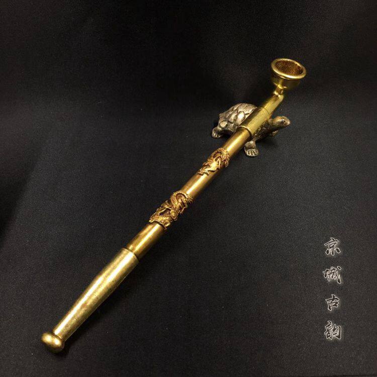 Antique antique cigarette rod tobacco bag long cigarette rod old dry cigarette copper cigarette rod pipe