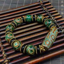 Special price Turtle pattern green three-eyed Tianzhu Natural Tibetan old mine Tianzhu rough to pure Cinnabar genuine three-eyed Agate