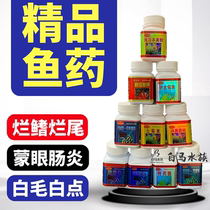 Japanese yellow powder ornamental fish universal fish medicine Water family rotten tail white hair white spot disease Qingda koi tropical fish turtle disease