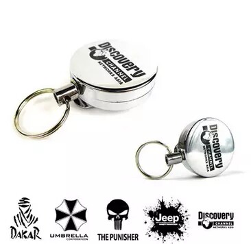 High rebound telescopic wire rope key ring anti-lost anti-theft key chain easy pull button gift