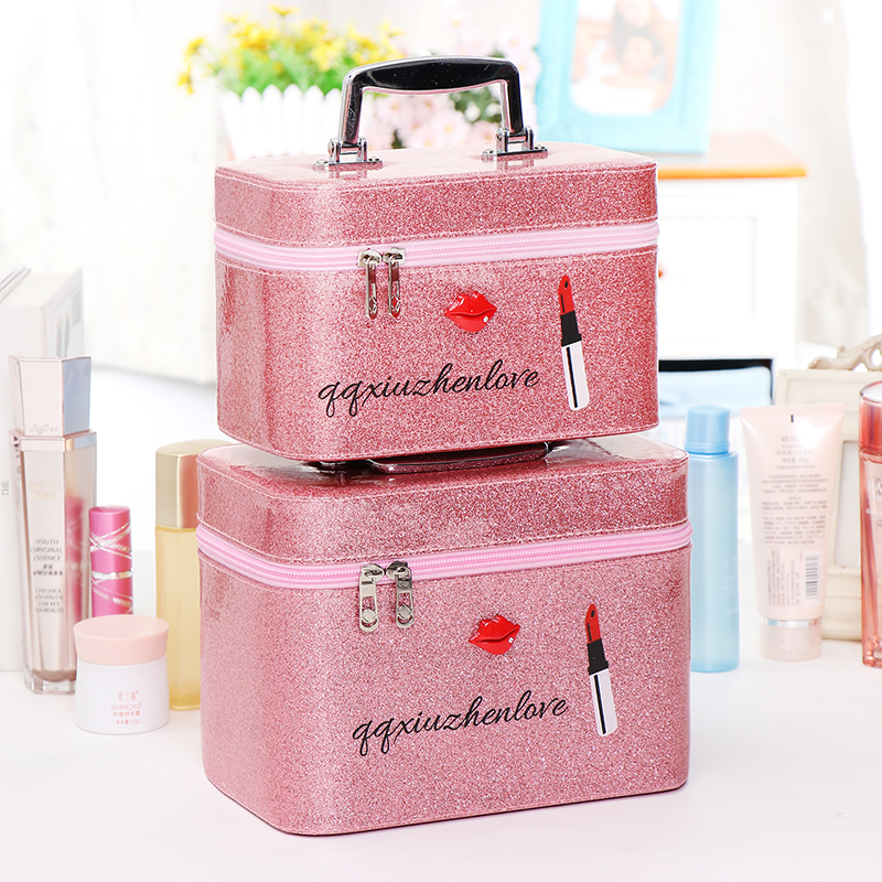 Large Capacity Pins Makeup Bag Small Number Portable Korea Portable Makeup Case Brief Cute Teenage Girl Containing Box