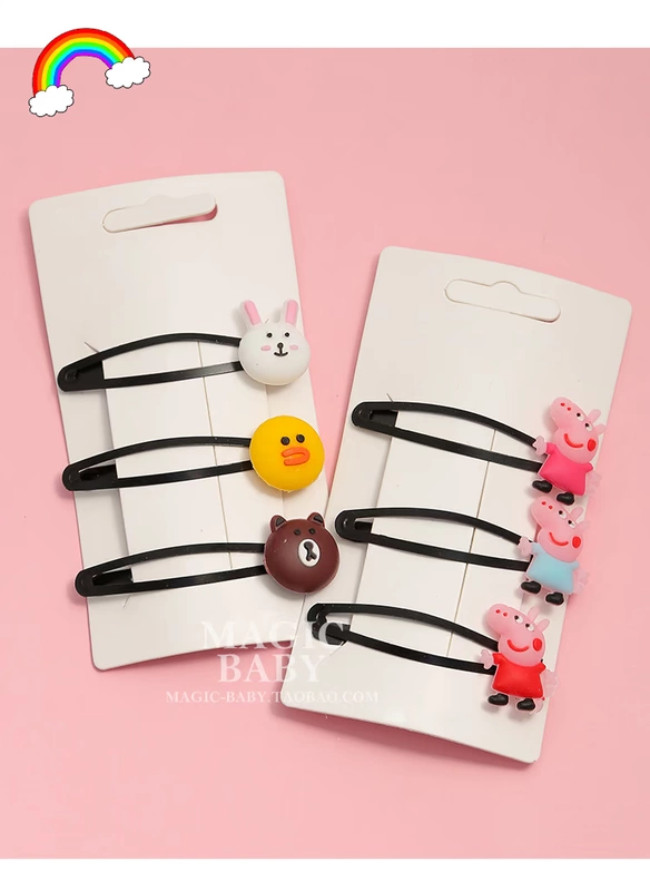3 Gói Phim hoạt hình dành cho trẻ em Clip tóc dễ thương Đầu thú dễ thương Bang Hai Clip Hàn Quốc Thẻ bé