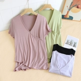 Летняя пижама, тонкая базовая футболка с коротким рукавом для кормящих грудью для выхода на улицу, V-образный вырез