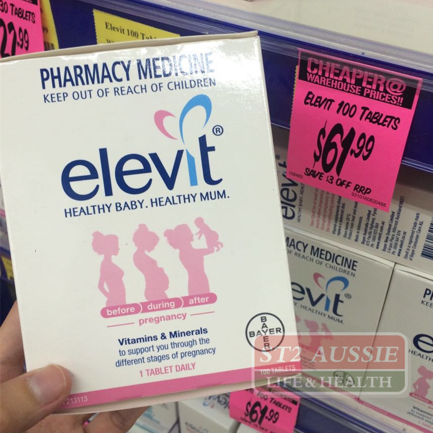Australian version of Elevit Pregnancy Nutrition Tablets Folic Acid Pregnancy Vitamins 100 Tablets - Taobao